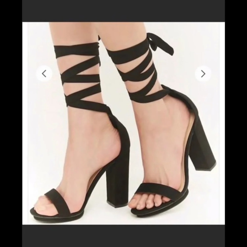 Black strap on heels